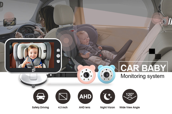 4,3-Zoll-Farbmonitor-Babyauto-Spiegelkamera-Netzteil 9V - 24V