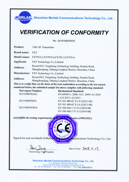 China Shenzhen FXT Technology Co.,Ltd. zertifizierungen